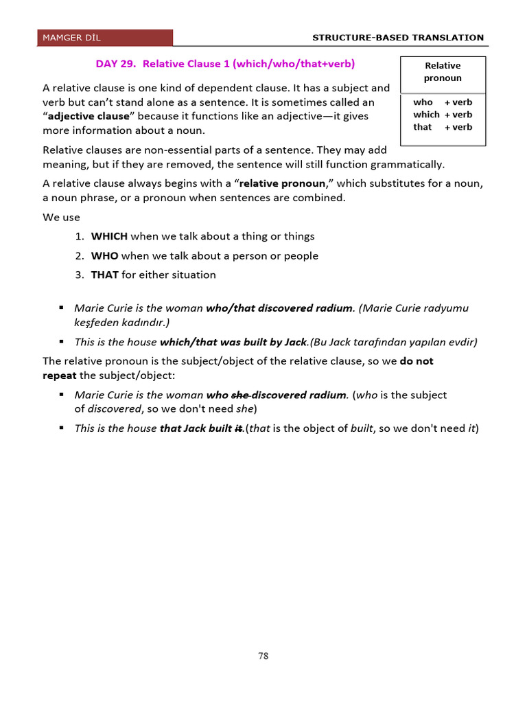 Understanding Relative Clauses | PDF | Subject (Grammar) | Syntax