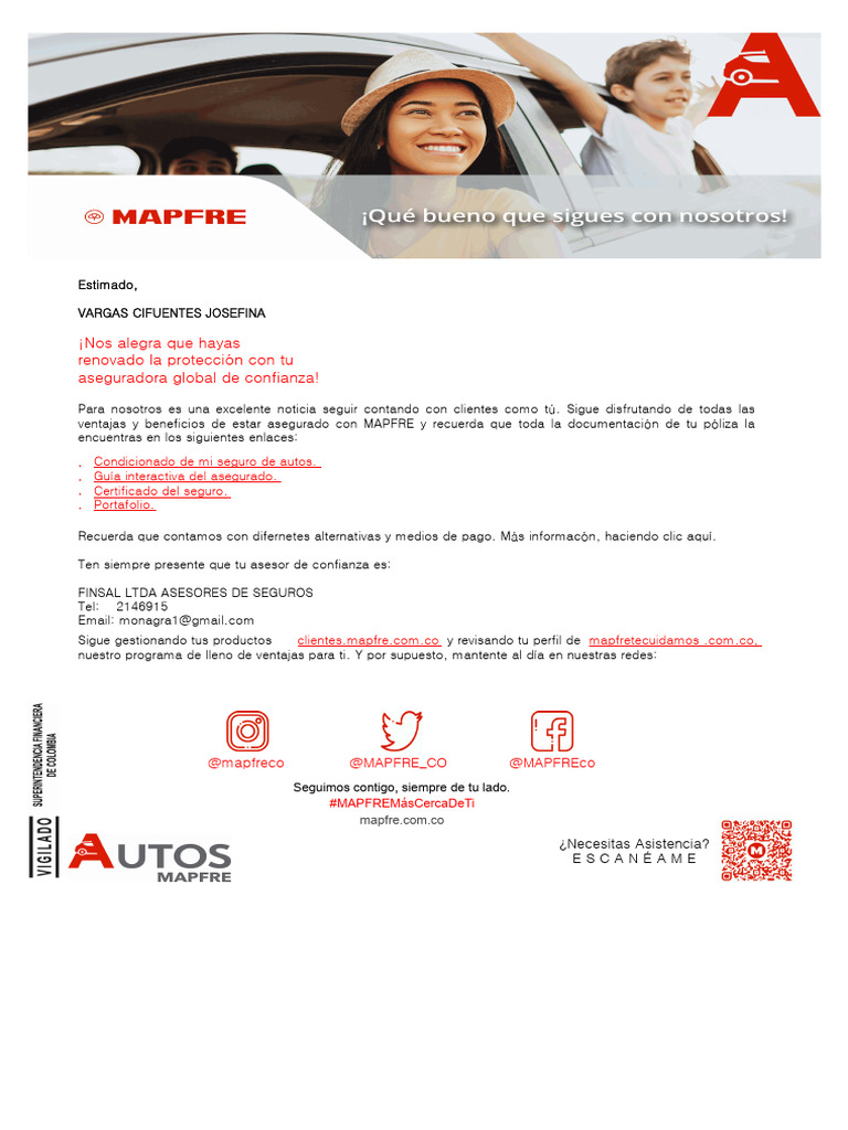 Renovación de Póliza Mapfre Asistencia | PDF | Póliza de seguros | Seguro