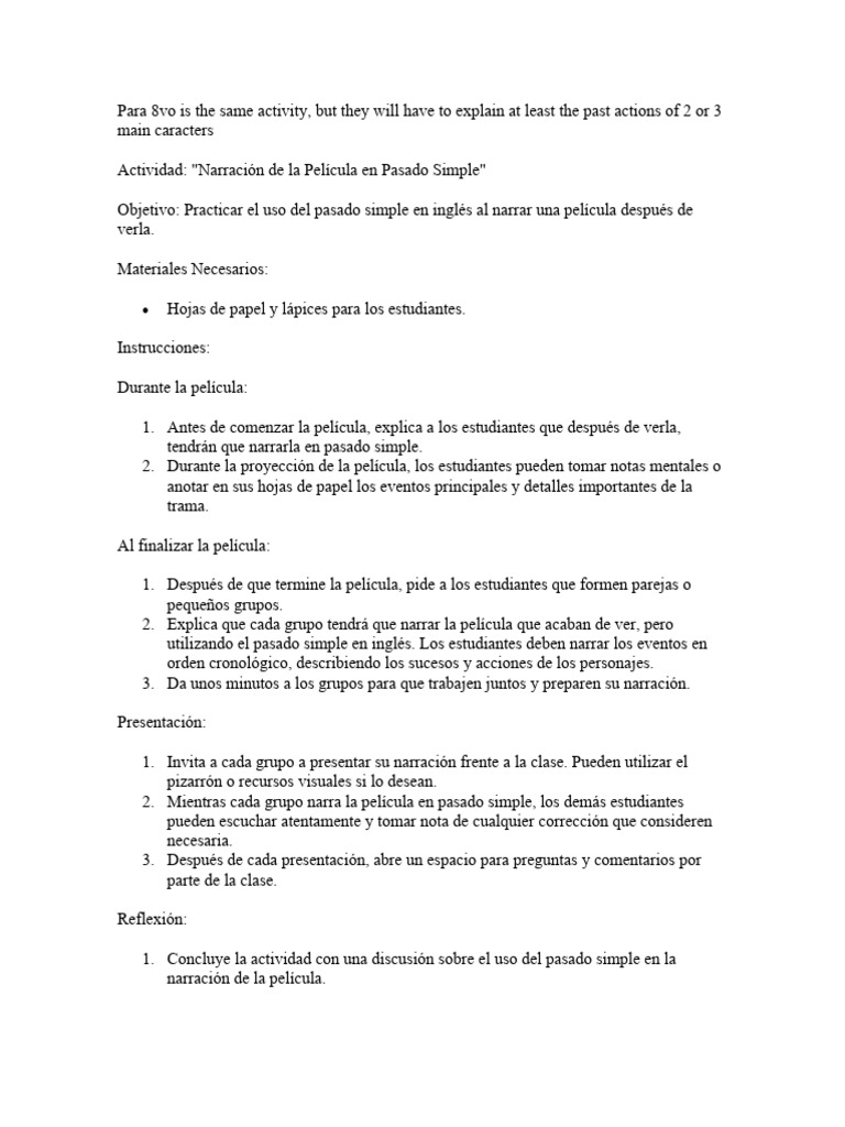 Movie past simple activity pdf