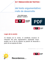 S01.s2-Estructura Del Texto Argumentativo - Párrafo de Desarrollo 2024 Marzo
