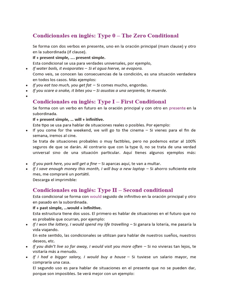 Condicionales en ingl s pdf gram tica sintaxis