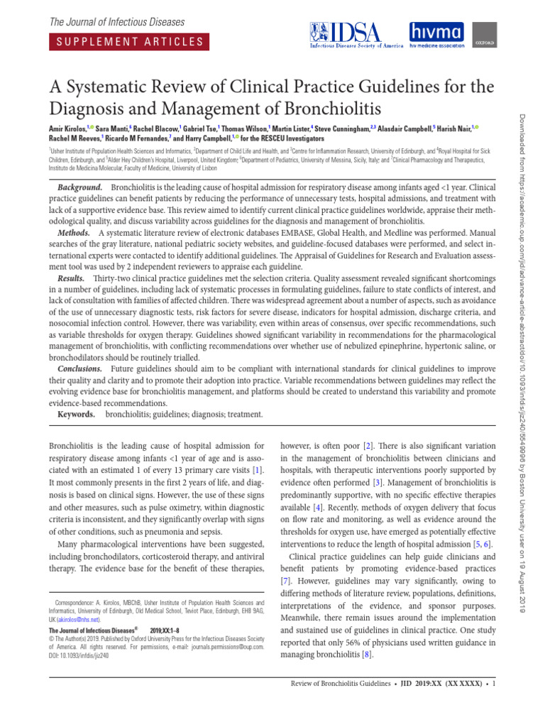A Systematic Review of Clinical Practice Guidelines For The Diagnosis ...