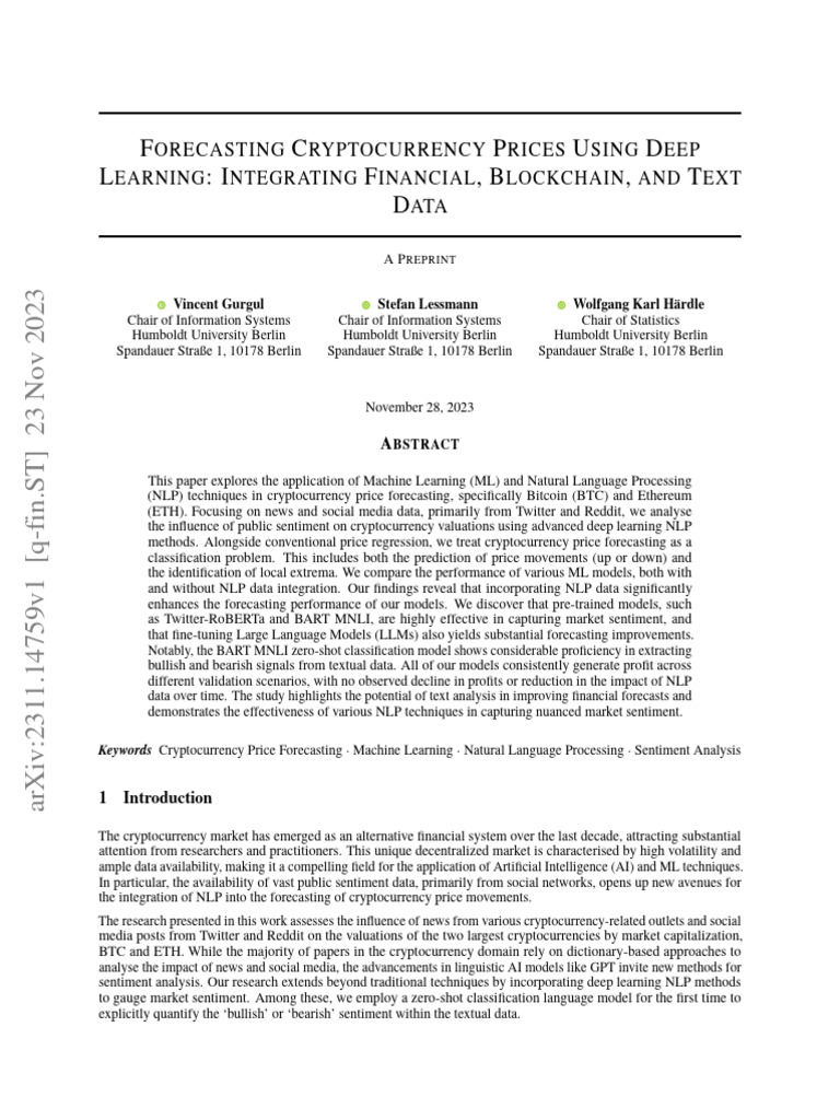 Deep Learning for Cryptocurrency Price Forecasting | PDF | Artificial ...