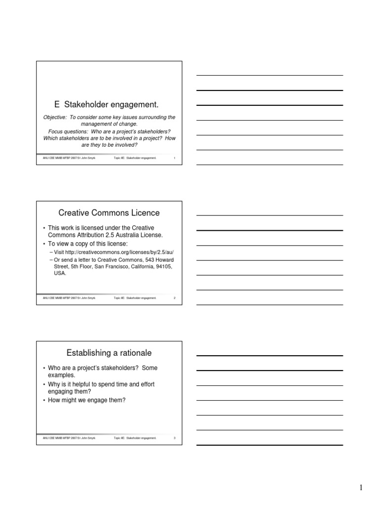 E1 Stakeholder Engagement Pdf Stakeholder Corporate Customer