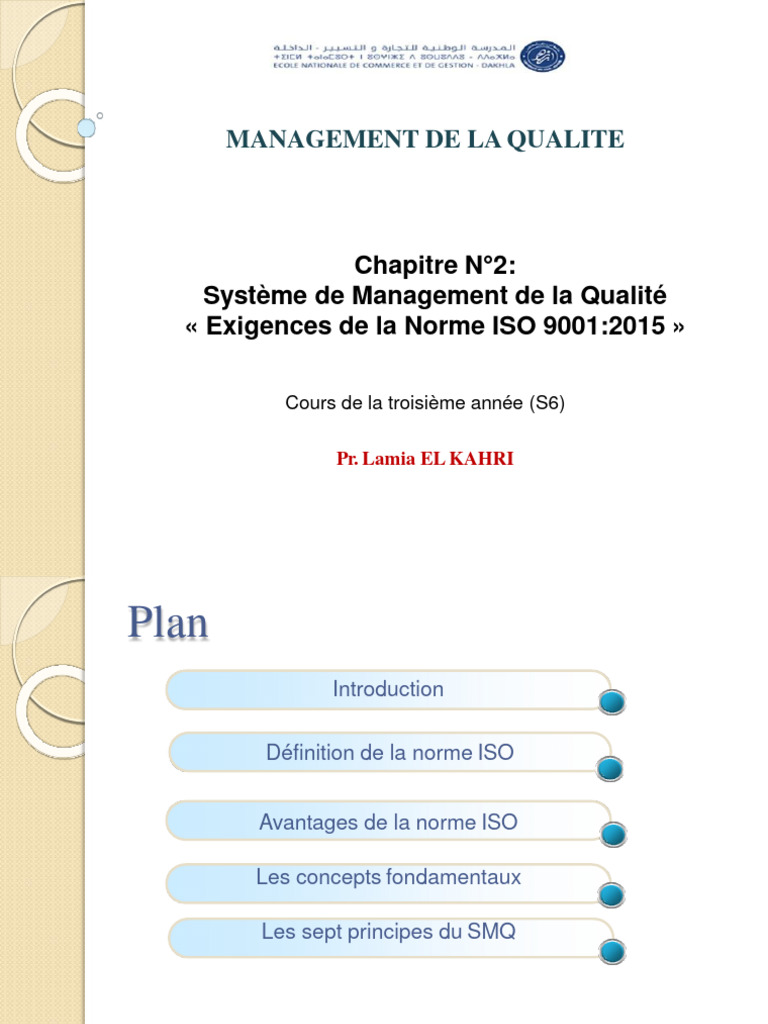 Rapport sur ISO 9001:2015 en entreprise | PDF | Management de la ...