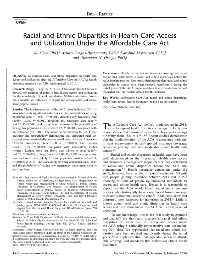 Racial and Ethnic Disparities in Health Care | PDF | Health Insurance ...