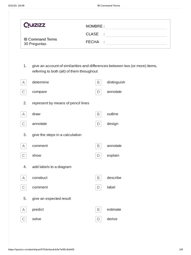 IB Command Terms PDF Mathematics Mean