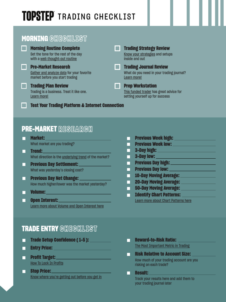 Daily Trading Routine Checklist | PDF | Emotions | Moving Average