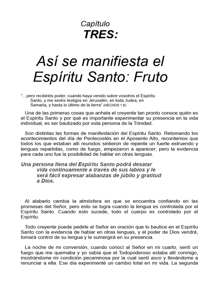 Así Se Manifiesta El Espíritu Santo (Fruto) | PDF | Fruto Del Espiritu ...