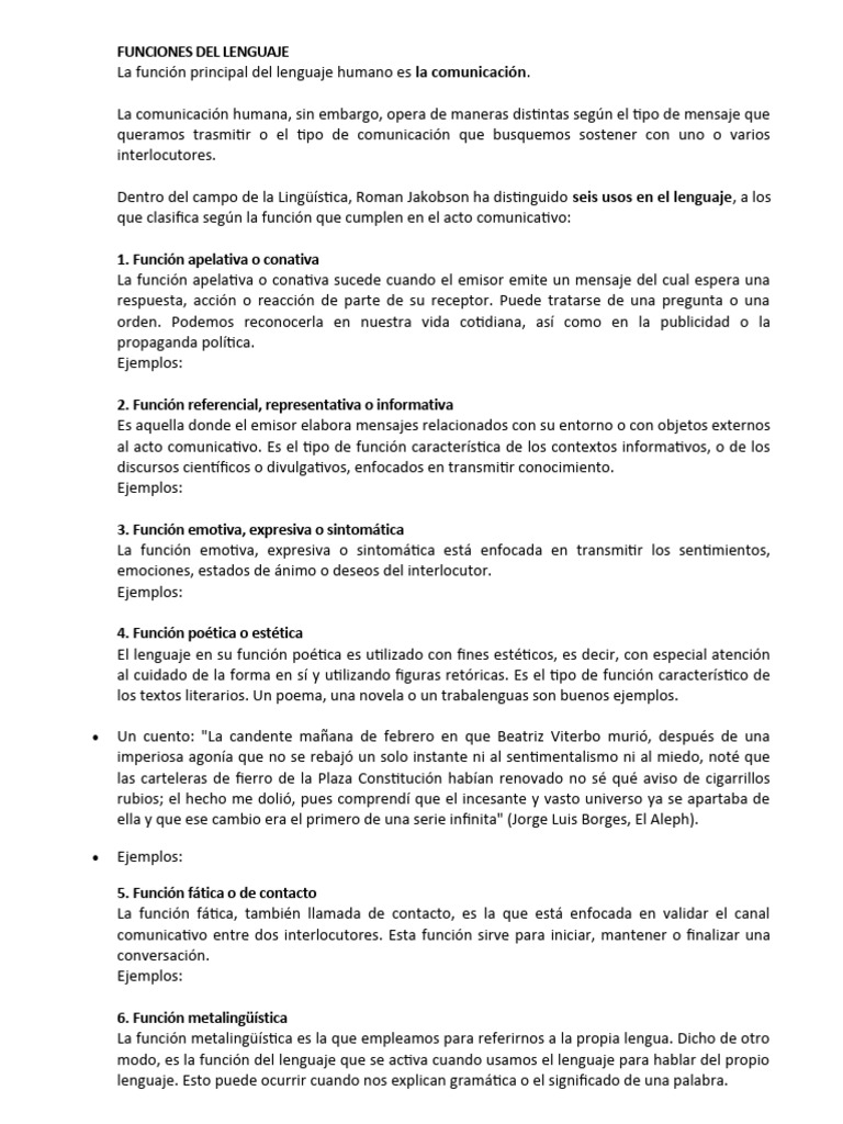 Funciones y Tipos de Lenguaje Humano | PDF | Comunicación no verbal ...