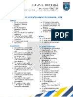 LISTA DE ÚTILES - Segundo Grado Primaria 2024