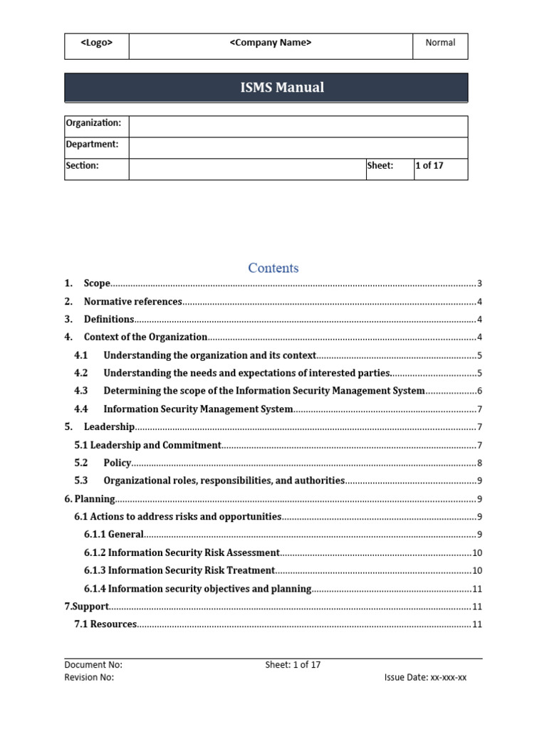 ISMS Manual for ISO 27001 Compliance | PDF | Information Security | Risk