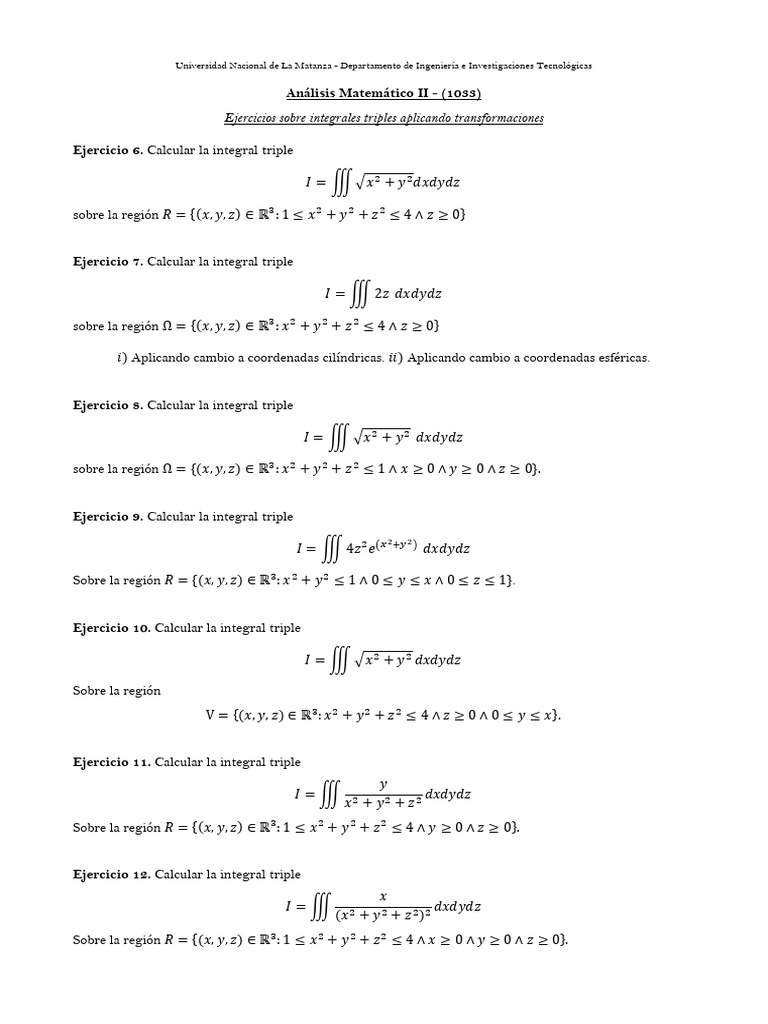 Ejercicios Adicionales - Integrales Triples Con Transformaciones - 1 ...