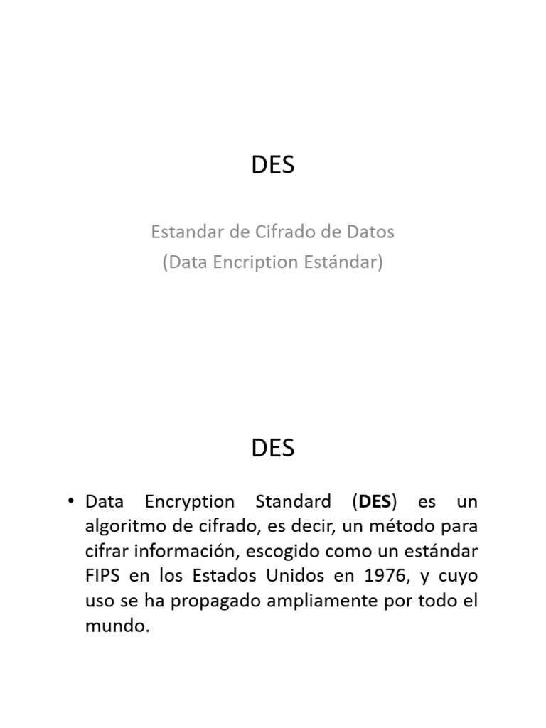 Estandar de Cifrado de Datos (Data Encription Estándar) | PDF | Clave ...