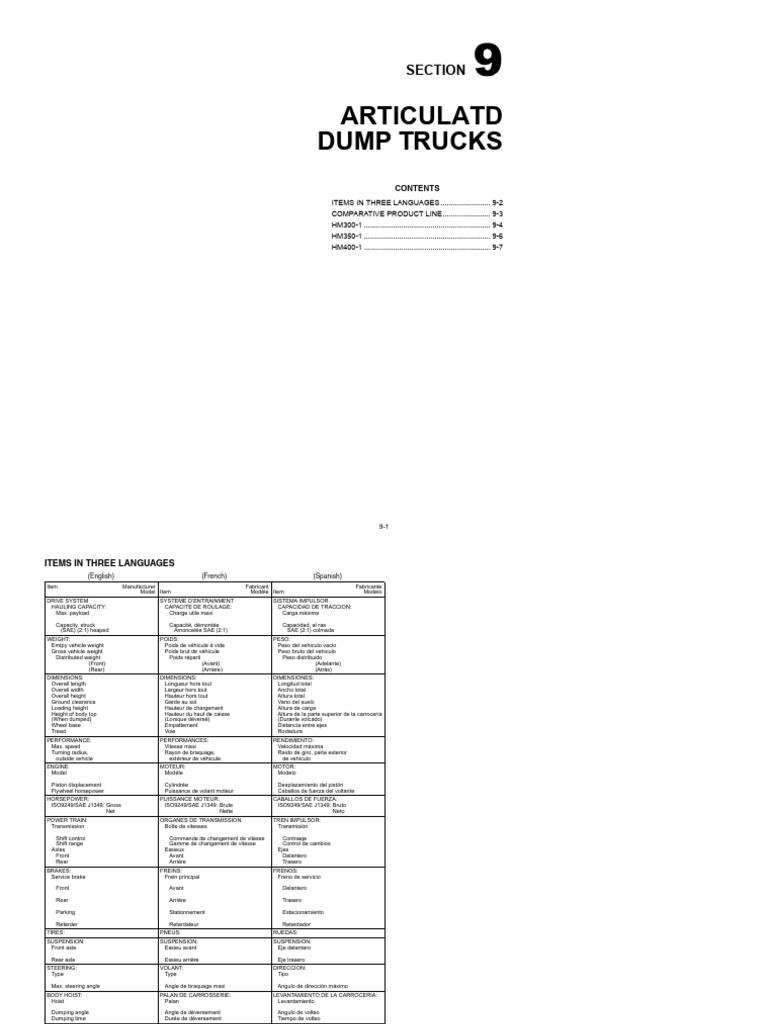 Articulated Truck Dimensions Overview | PDF | Horsepower | Axle