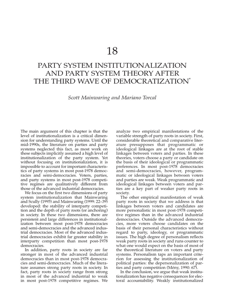 Understanding Party System Institutionalization | PDF | Human ...