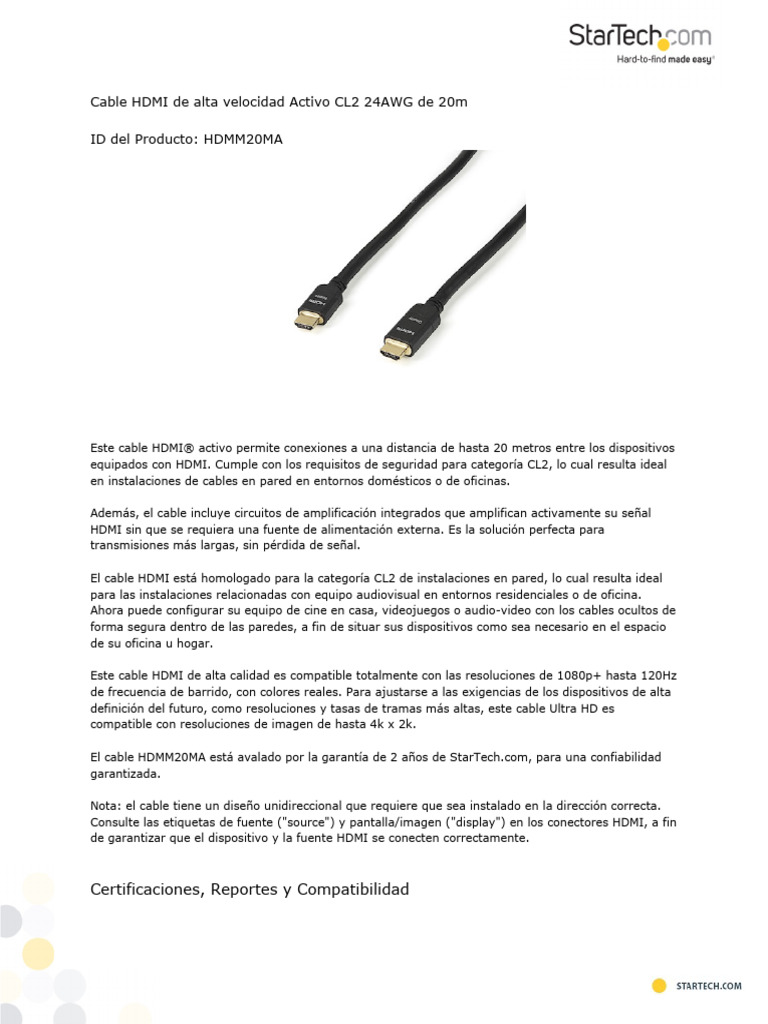 Ficha Tecnica HDMI | PDF | Hdmi | Electrónica
