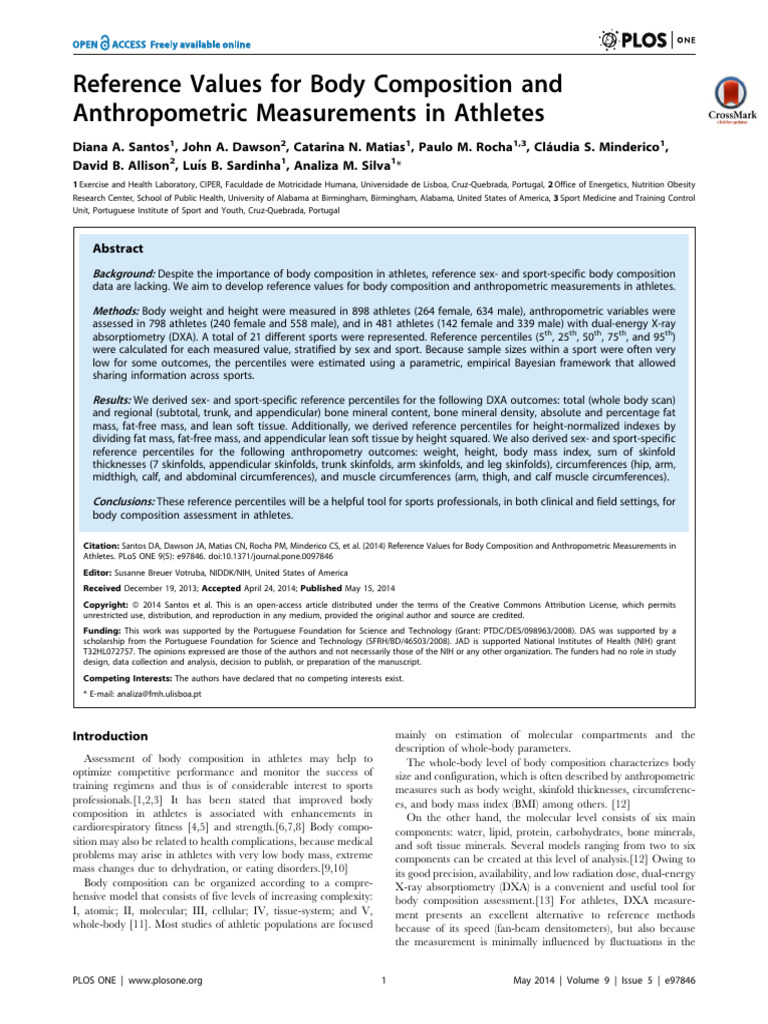 Reference Values For Body Composition and Anthropometric Measurements | PDF