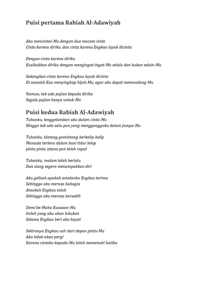 Cinta dan Pengabdian Rabiah Al-Adawiyah | PDF