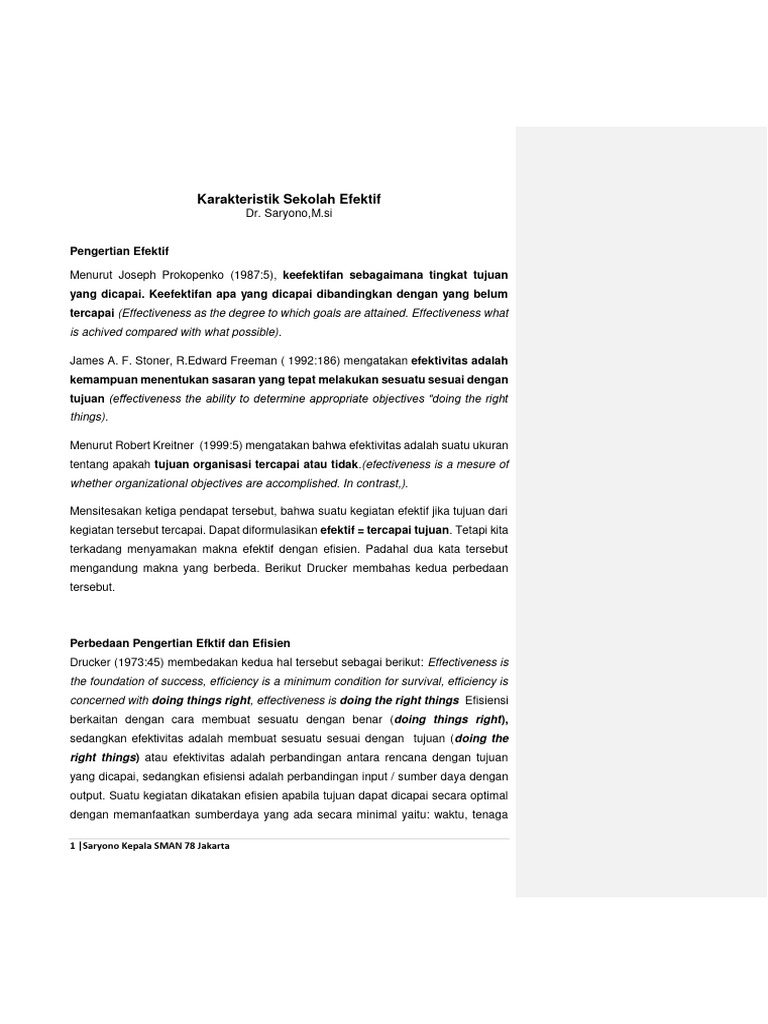 Karakteristik Sekolah Efektif | PDF | Karier & Perkembangan ...