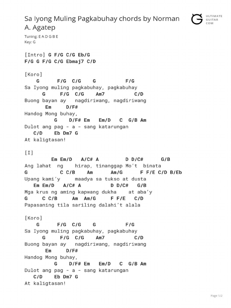 Sa Iyong Muling Pagkabuhay Chords | PDF