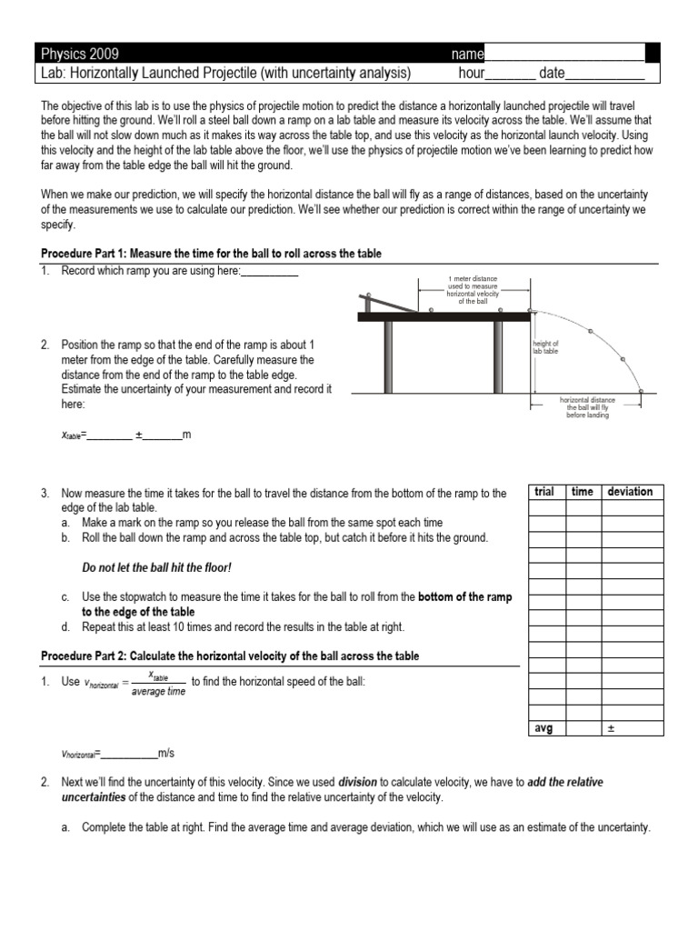 Marble Launcher Experiment Analysis | PDF | Uncertainty | Projectiles