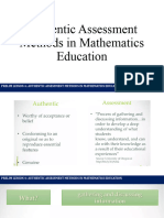 Authentic Assessment Methods in Mathematics Education