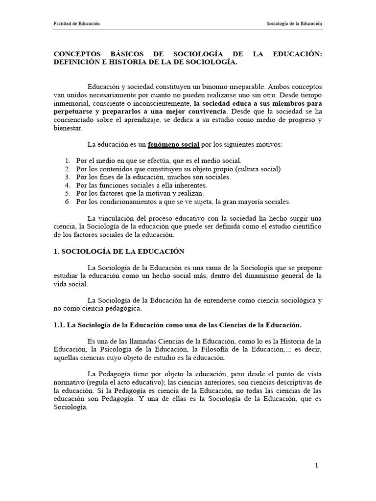 Conceptos Claves de Sociologia en La Educacion | PDF | Sociología ...