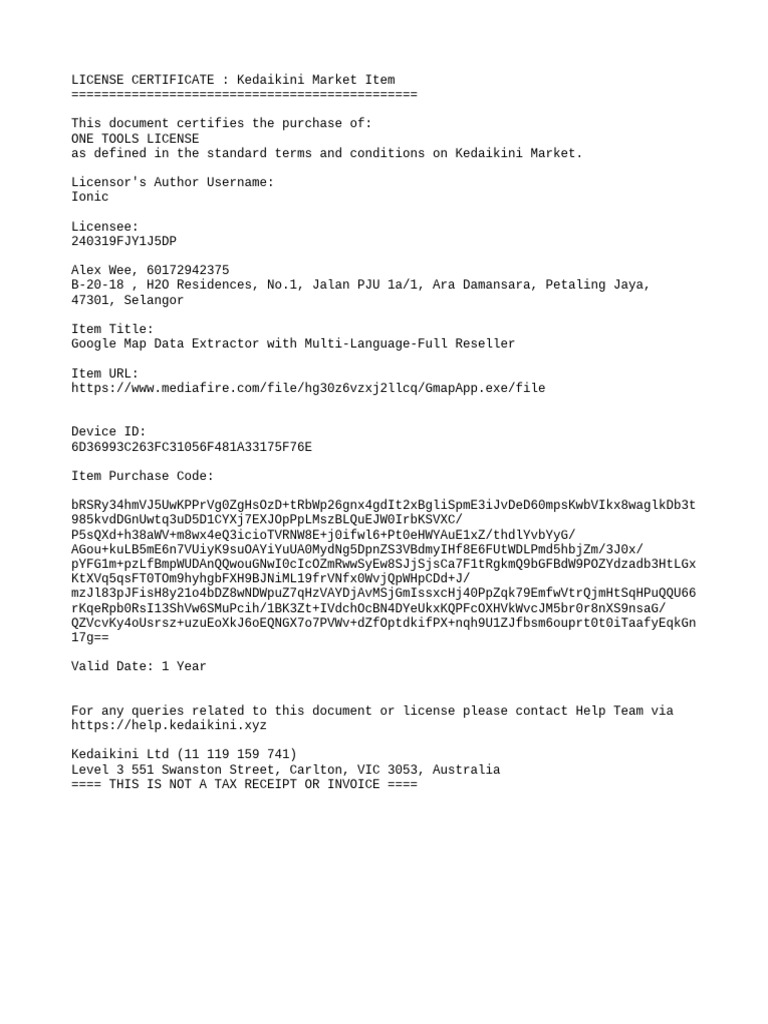 Google Map Data Extractor License | PDF