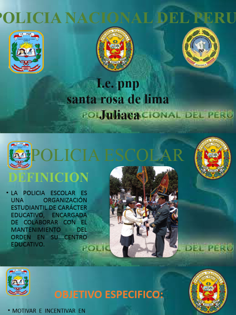 Policia escolar pnp santa rosa de lima juliaca 2022 diapositivas pdf