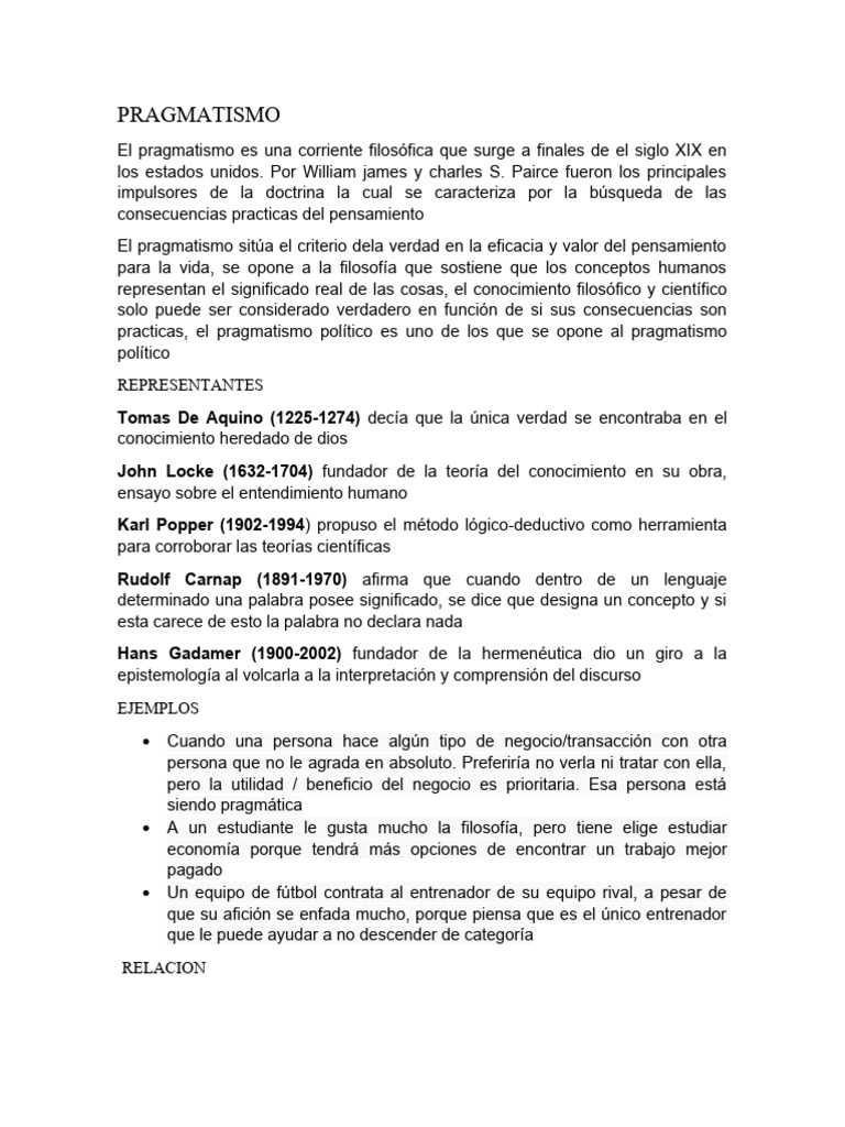 Filosofía del Pragmatismo y Ejemplos | PDF | Pragmatismo | Epistemología