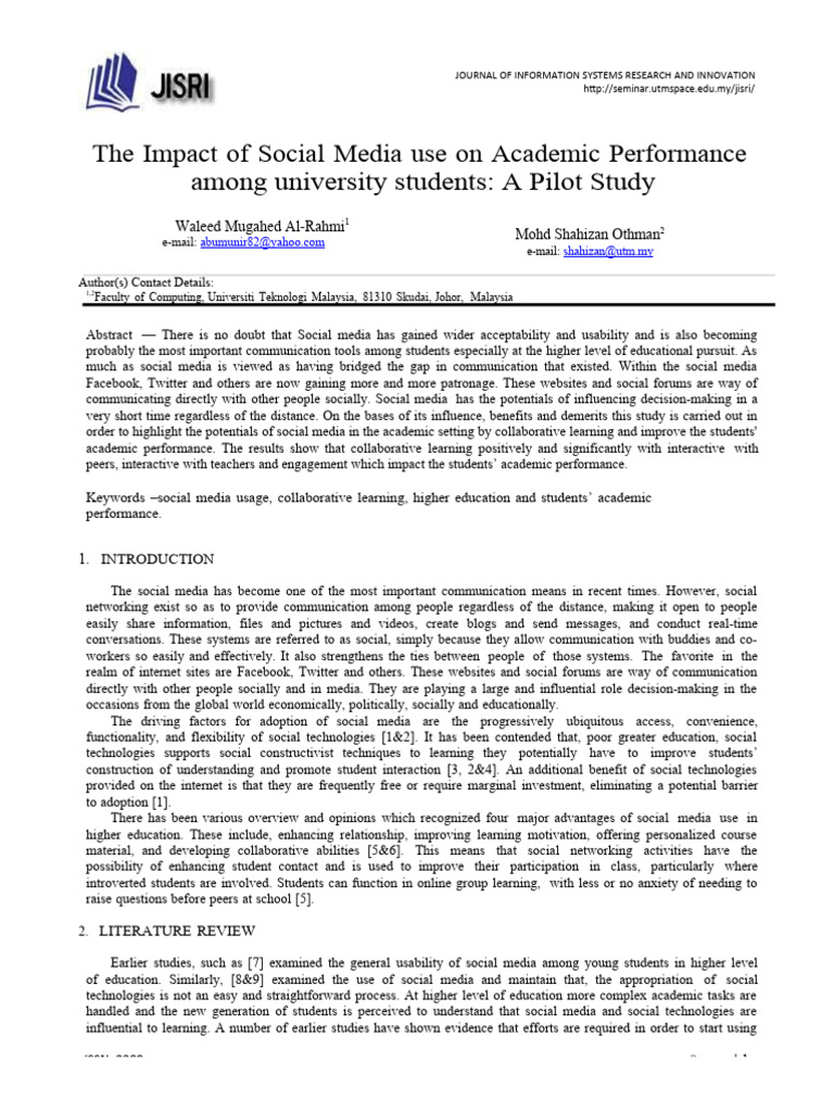 Social Media and Academic Performance | PDF | Popular Culture & Media