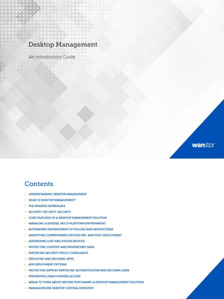 Whitepaper Wanstor Manageengine Desktopcentral Overview Must Have Guide ...
