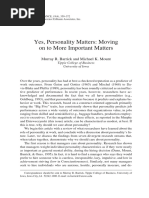 (2005) .Barrick, M. R., Yes, Personality Matters Moving Onto More Important Matters. Human Performance