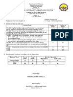 Table of Specifications Alabel Central Integrated Sped Center