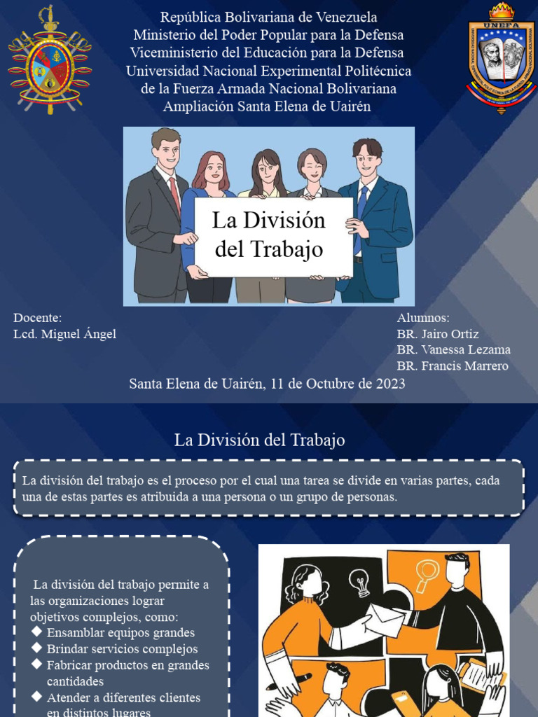 La divisi n del trabajo diapositivas pdf division de trabajo