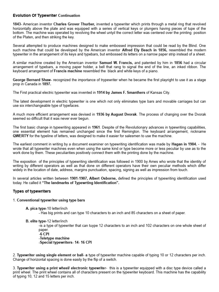 Typewrting Continuation | PDF | Typewriter | Text