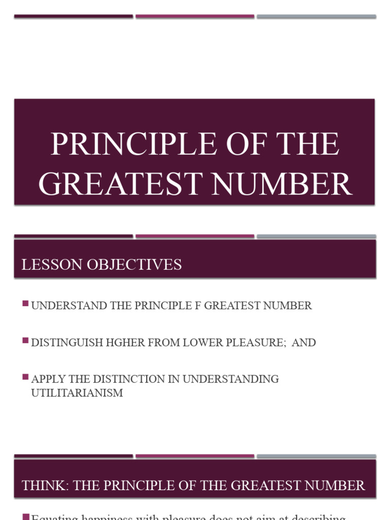Which Of The Following Is The Example Of Principle Of The Greatest Number