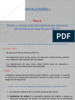 Diseño y Construcción de Instalaciones Eléctricas Domiciliarias de Baja Tensión NB 777