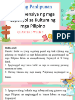 Araling Panlipunan: Impluwensiya NG Mga Espanyol Sa Kultura NG Mga Pilipino