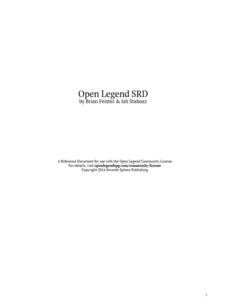 Open Legend SRD - Pre-Alpa 0.1 | PDF