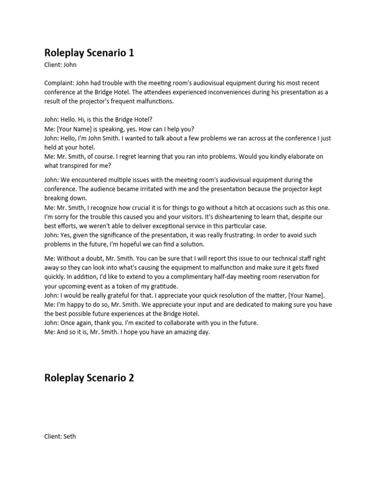 Complain Handling Role Play | PDF | Restaurants