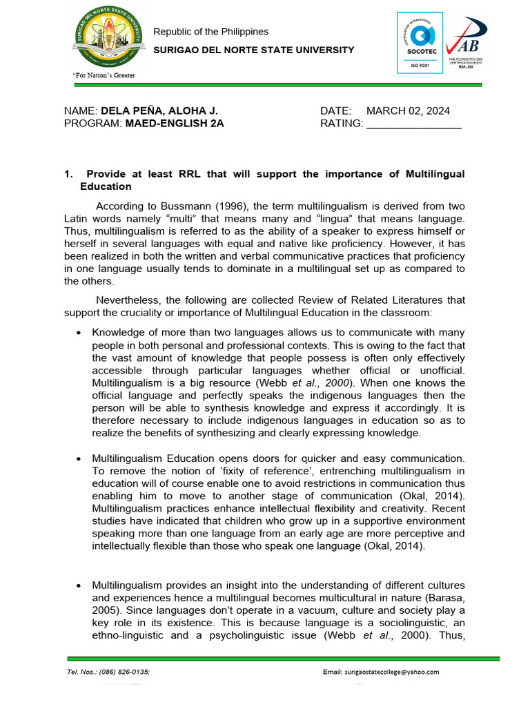 Importance of Multilingual Education | PDF | Multilingualism | Knowledge