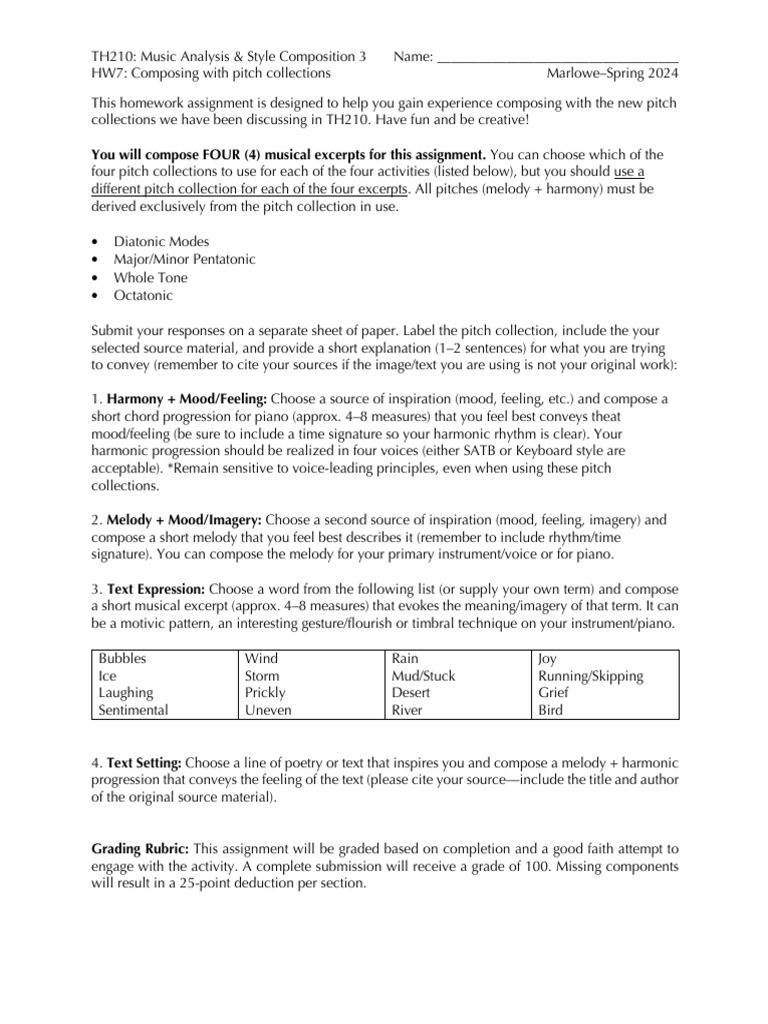 You Will Compose FOUR (4) Musical Excerpts For This Assignment. You Can ...