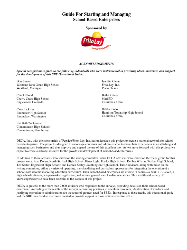 6500721ea7dd950dc3762af3 DECA SBE Guide | PDF | Inventory | Schools