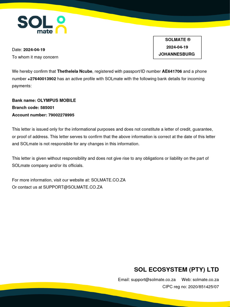 Confirmation Letter | PDF