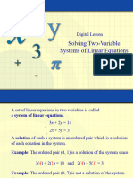 Lesson 1 - Solving Systems of Linear Equations in Two Variables