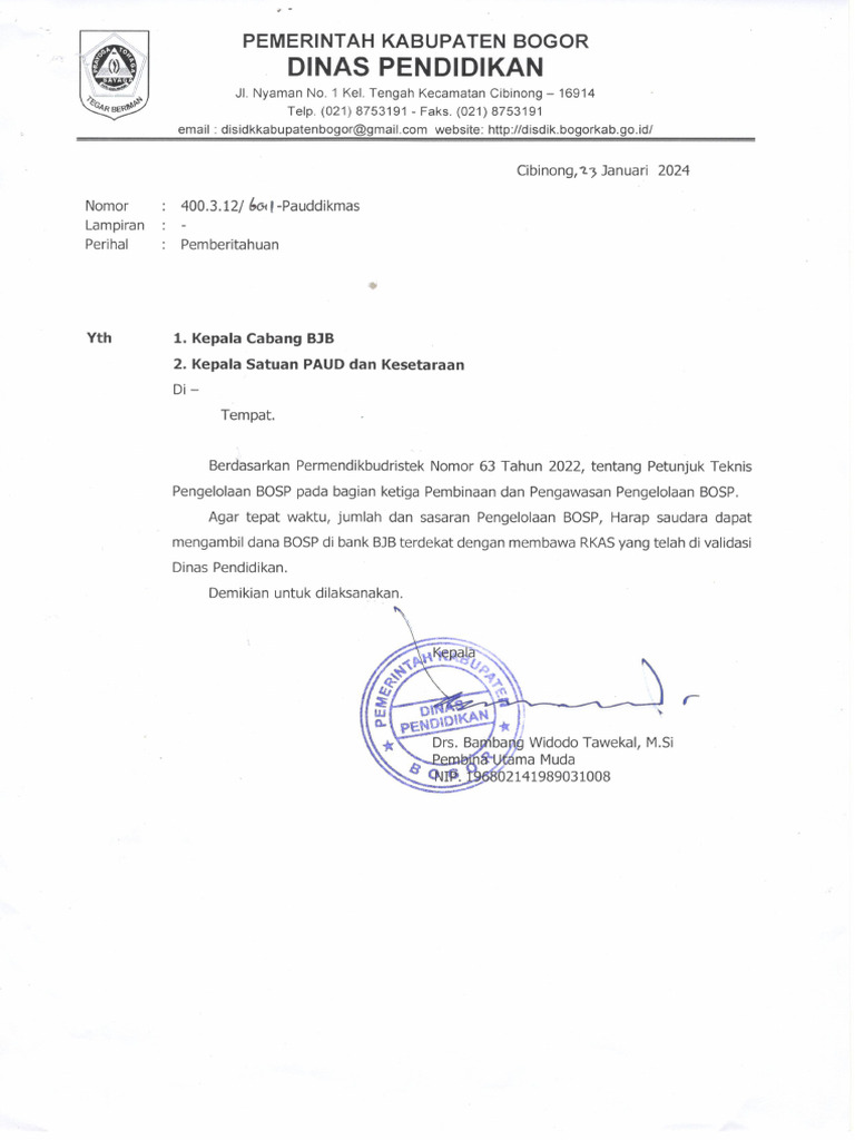 Pemberitahuan penyaluran dana bosp 2024 pdf