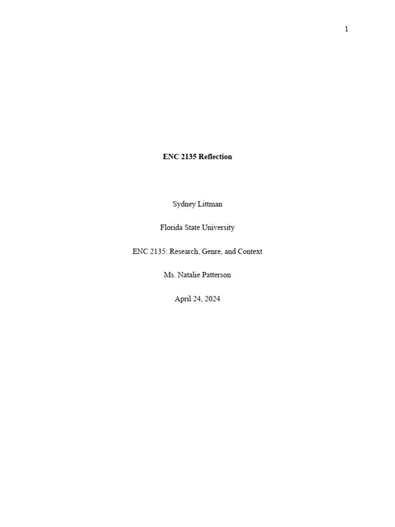 Enc 2135 Reflection | PDF | Rhetoric | Genre