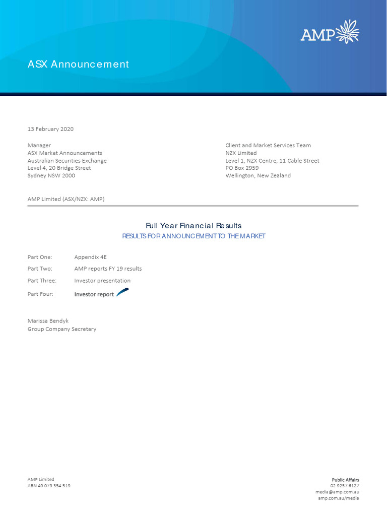 ASX Announcement: Full Year Financial Results | PDF | Investing | Dividend